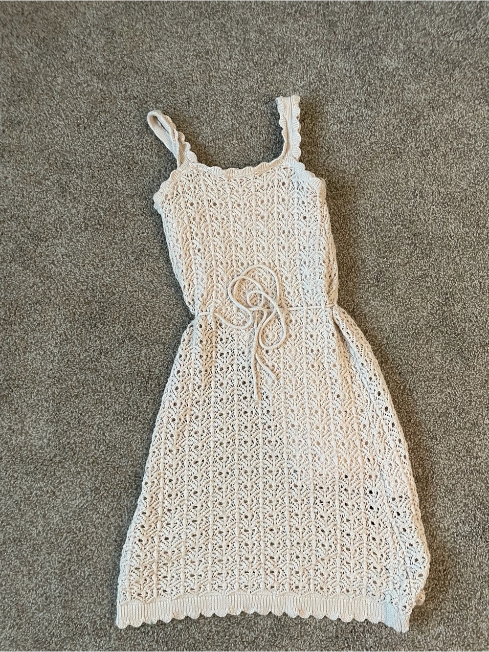 Crochet Knit Sundress with Tie Waist